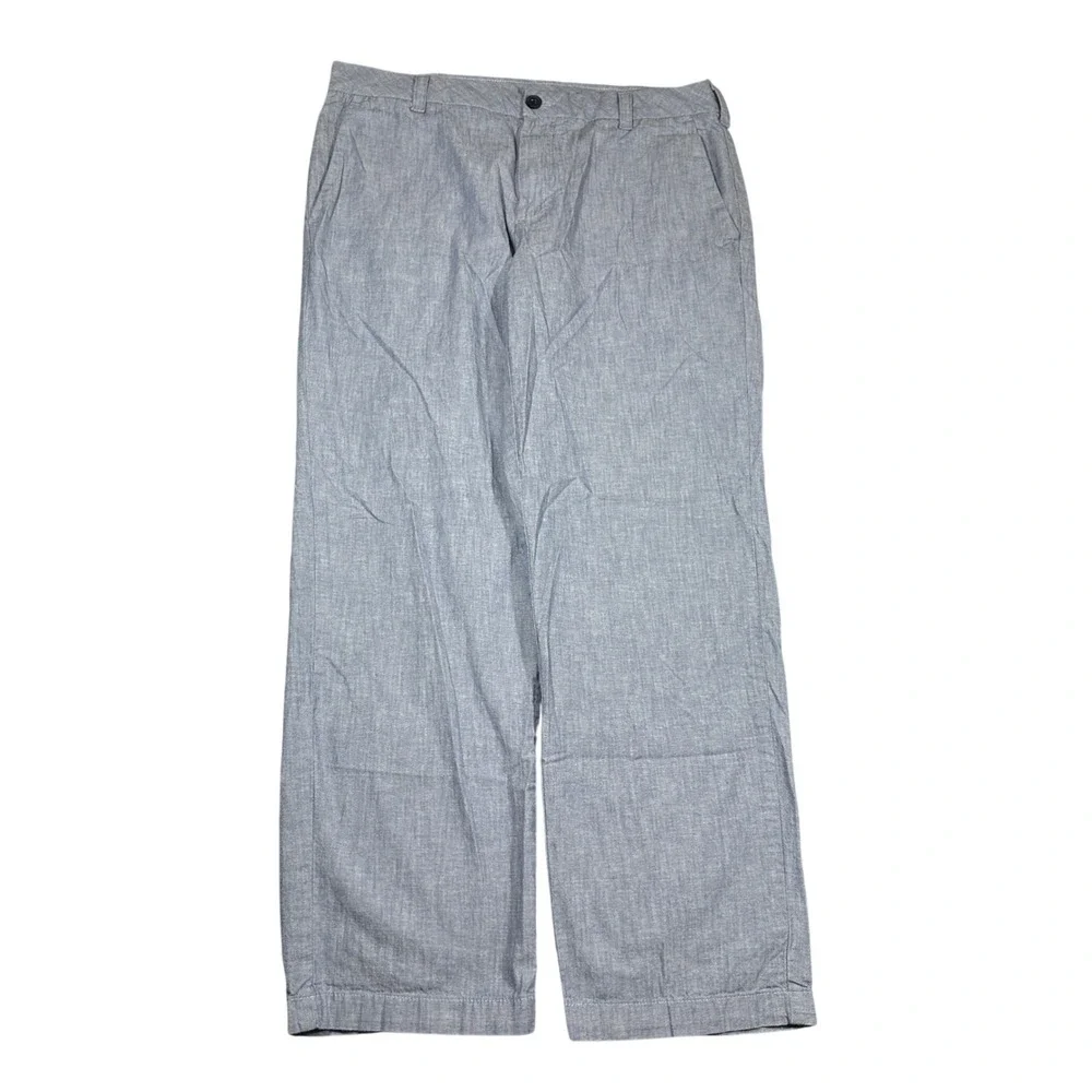 IZOD Mens Lightweight Chambray Pants Stretch Straight Leg Blue 34x30